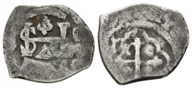 FELIPE III (1598-1621). 1/2 Real. (Ar. 1,59g/16mm). ¿1620?. México ¿D?. (Cal-2019-¿400?). Fecha y ensayador no visibles. BC+. Escaso ejemplar.