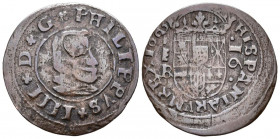 FELIPE IV (1621-1665). 16 Maravedís. (Ae. 3,15g/25mm). 1663. Segovia B. (Cal-2019-489). MBC-.