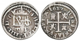 FELIPE IV (1621-1665). 1/2 Real (Ar. 1,39g/16mm). 1627. Sevovia. (Cal-2019-620). Acueducto de dos arcos. MBC.