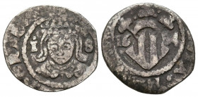 FELIPE IV (1621-1665). 1 Divuitè (Ar. 1,32g/17mm). ¿1624?, ¿1654?. Valencia. Con valor I-8 en anverso. BC. Muy rara.