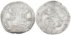 FELIPE IV (1621-1665). Escalín (Ar. 4,85g/29mm). 1628. Bruselas. (Vicenti-571). MBC-. Acuñación descuidada.