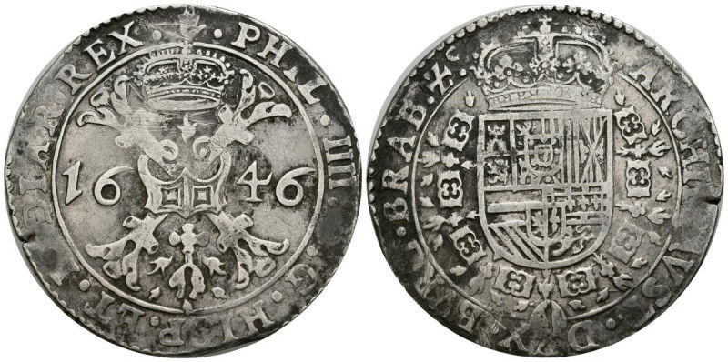 FELIPE IV (1621-1665). 1 Patagón. (Ar. 27,68g/43mm). 1646. Amberes. (Vicenti 949...