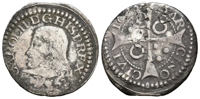 CARLOS II (1665-1700). 1 Croat (Ar. 2,42g/21mm). 1675. Barcelona. (Cal-2019-205)...