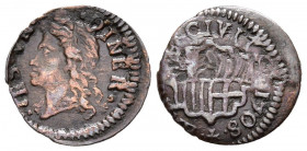 CARLOS III, el Pretendiente (1701-1714). Diner (Ae. 0.63g / 14mm). 1708. Barcelona. (Cal-2019-1). MBC+/MBC.