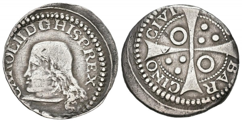 CARLOS III, el Pretendiente (1700-1714). 1 Croat. (Ar. 2,50g / 21mm). Fecha no v...