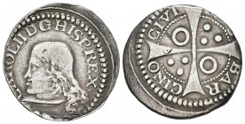 CARLOS III, el Pretendiente (1700-1714). 1 Croat. (Ar. 2,50g / 21mm). Fecha no visible (entre 1705 y 1707). Barelona. (Cal-2019-Tipo 6). MBC/MBC+