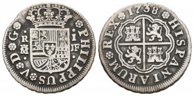 FELIPE V (1700-1746). 1 Real. (Ar. 2,60g/20mm). 1738. Madrid JF. (Cal-2019-454). MBC-.
