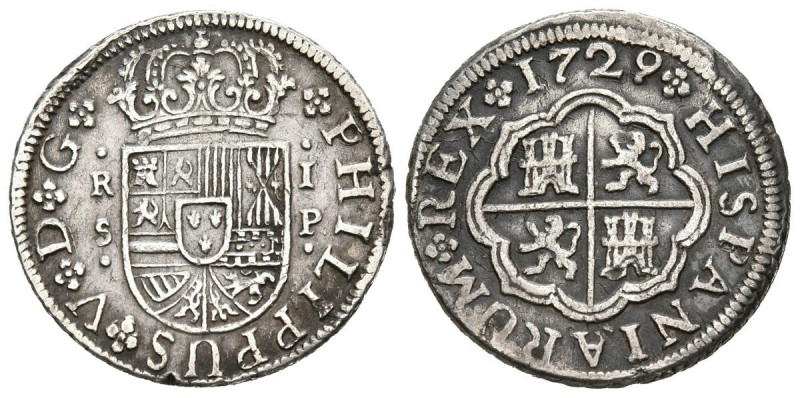 FELIPE V (1700-1746). 1 Real (Ar. 2,75g/20mm). 1729. Sevilla P. (Cal-2019-652). ...