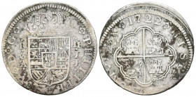 FELIPE V (1700-1746). 2 Reales. (Ar. 5,24g/27mm). 1722. Cuenca JJ. (Cal-2019-672). BC.