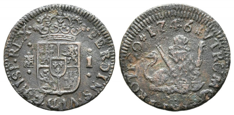 FERNANDO VI (1746-1759). 1 Maravedí. (Ae. 1,04g/16mm). 1746. Segovia. (Cal-2019-...