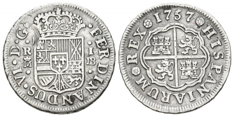 FERNANDO VI (1746-1759). 1 Real (Ar. 2,71g/21mm). 1757 Madrid JB. (Cal-2019-181)...