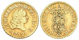 FERNANDO VI (1746-1759). 1/2 Escudo (Au. 1,75g/15mm). 1752. Madrid JB. Tercer busto. (Cal-2019-555). MBC. Tono.