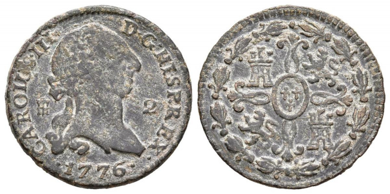 CARLOS III (1759-1788). 2 Maravedís. (Ae. 2,34g/19mm). 1776. Segovia. (Cal-2019-...