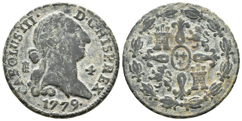 CARLOS III (1759-1788). 4 Maravedís. (Ae. 5,20g/25mm). 1779. Segovia. (Cal-2019-...