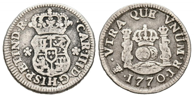 CARLOS III (1759-1788). 1/2 Real (Ar. 1,59g/16mm). 1770. Potosí JR. (Cal-2019-23...