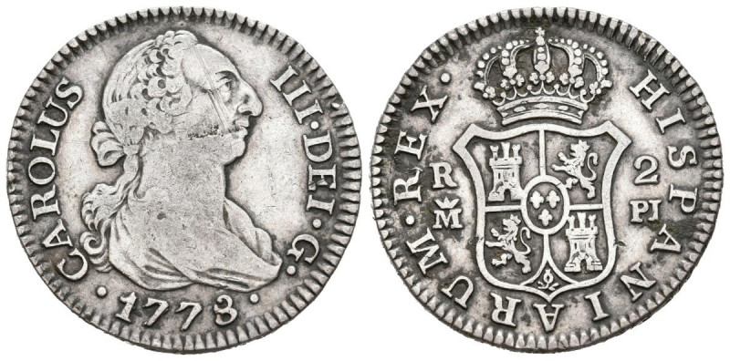 CARLOS III (1759-1788). 2 Reales. (Ar. 5,82g/27mm). 1778. Madrid PJ. (Cal-2019-6...