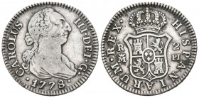 CARLOS III (1759-1788). 2 Reales. (Ar. 5,82g/27mm). 1778. Madrid PJ. (Cal-2019-627). BC+/MBC-.
