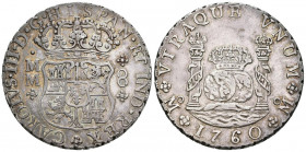 CARLOS III (1759-1788). 8 Reales (Ar. 27,17g/39mm). 1760. México MM. (Cal-2019-1073). MBC+. Bonita pátina.