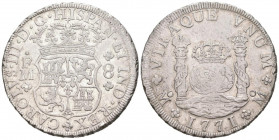 CARLOS III (1759-1788). 8 Reales. (Ar. 26,74g/39mm). 1768. México MF. (Cal-2019-1103). MBC-.