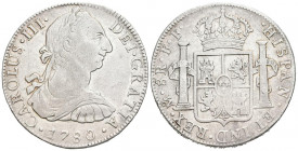 CARLOS III (1759-1788). 8 Reales. (Ar. 26,50g/38mm). 1780. México FF. (Cal-2019-1120). MBC-.