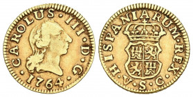 CARLOS III (1759-1788). 1/2 Escudo. (Au 1,75g /15mm). 1764. Sevilla VC. (Cal-2019-1291). MBC.