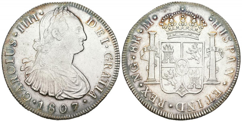 CARLOS IV (1808-1833). 8 Reales. (Ar. 26,97g/40mm). 1807. Guatemala M. (Cal-2019...