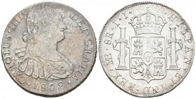 CARLOS IV (1788-1808). 8 Reales. (Ar. 26,93g/39mm). 1802. Lima IJ. (Cal-2019-765). MBC.