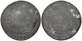 CARLOS IV (1788-1808). 8 Reales. (Ar. 26,10g/39mm). 1806. Lima JP. (Cal-2019-926). BC+. Oxidaciones limpiadas.