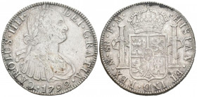 CARLOS IV (1788-1808). 8 Reales. (Ar. 26,95g/38mm). 1792. México FM. (Cal-2019-954). MBC-.