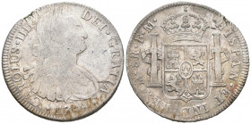 CARLOS IV (1788-1808). 8 Reales. (Ar. 26,85g/40mm). 1798. México FM. (Cal-2019-961). MBC-/MBC.