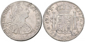 CARLOS IV (1788-1808). 8 Reales. (Ar. 26,89g/40mm). 1802. México FT. (Cal-2019-975). MBC.