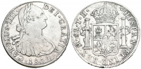 CARLOS IV (1788-1808). 8 Reales. (Ar. 26,80g/40mm). 1804. México TH. (Cal-2019-980). MBC.