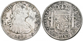 CARLOS IV (1788-1808). 8 Reales. (Ar. 26,78g/40mm). 1805. México TH. (Cal-2019-983). MBC.