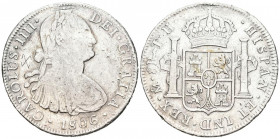 CARLOS IV (1788-1808). 8 Reales. (Ar. 26,74g /39mm). 1806. Mexico TH. (Cal-2019-984). MBC-.