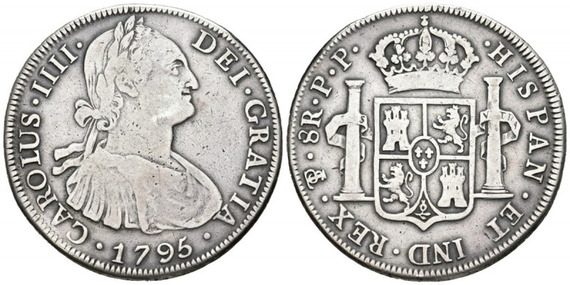 CARLOS IV (1788-1808). 8 Reales. (Ar. 26,62g /40mm). 1795. Potosí PP. (Cal-2019-...