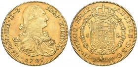CARLOS IV (1788-1808). 8 Escudos (Au. 26,99g/38mm). 1797. Potosí PP. (Cal-2019-1703). MBC+. Bonito tono.