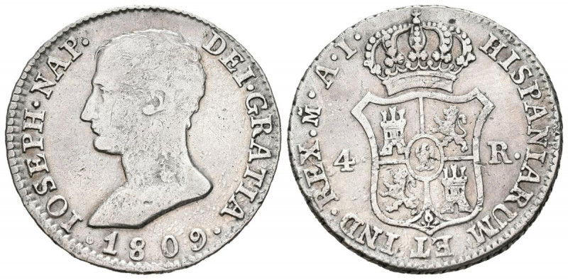 JOSÉ NAPOLEÓN (1808-1813). 4 Reales (Ar. 5,79g/26mm). 1809. Madrid AI. (Cal-2019...