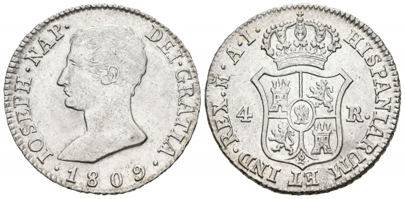 JOSÉ NAPOLEÓN (1808-1813). 4 Reales (Ar. 5,80/26mm). 1809. Madrid AI. EBC-. Boni...