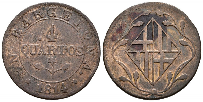 CATALUÑA NAPOLEÓNICA (1808-1814). 4 Cuartos (Ae. 7,70g/29mm). 1814. Barcelona. (...