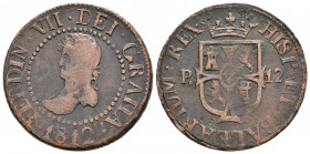 FERNANDO VII (1808-1833). 12 Diners. (Ae. 5,86g/26mm). 1812. Mallorca. (Cal-2019-¿24?). Posible falsa de epoca. MBC-.