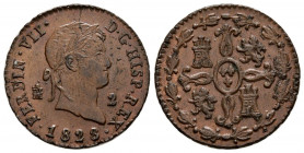 FERNANDO VII (1808-1833). 2 Maravedís. (Ae. 2,53g/20mm). 1828. Segovia. (Cal-2019-150). EBC. Precioso ejemplar.