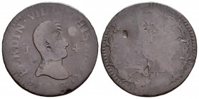FERNANDO VII (1808-1833). 4 Maravedís (Ae. 4,18g/26mm). 1813. Jubia. Busto desnudo. (Cal-2019-159). BC-. Muy rara.