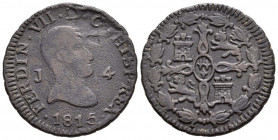 FERNANDO VII (1808-1833). 4 Maravedís (Ae. 5,29g/26mm). 1815. Jubia. Busto desnudo. (Cal-2019-161). MBC.