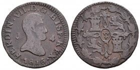 FERNANDO VII (1808-1833). 4 Maravedís (Ae. 5,00g/26mm). 1816. Jubia. Busto desnudo. (Cal-2019-162). MBC.
