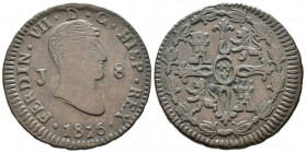 FERNANDO VII (1808-1833). 8 Maravedís. (Ae. 9,67g/30mm). 1816. Jubia. (Cal-2019-195). Busto desnudo. MBC-.