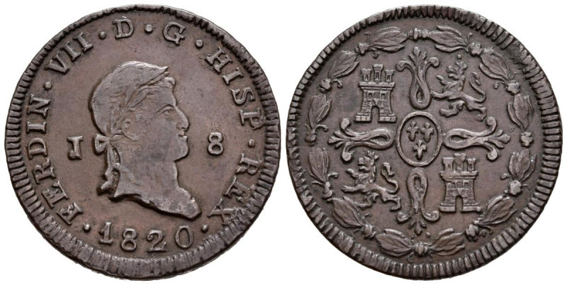 FERNANDO VII (1808-1833). 8 Maravedís. (Ae. 10,07g/32mm). 1820. Jubia. (Cal-2019...