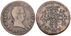 FERNANDO VII (1808-1833). 8 Maravedís (Ae. 9,45g/25mm). 1823. Pamplona. Cobre fundido. (Cal-2019-211). MBC.
