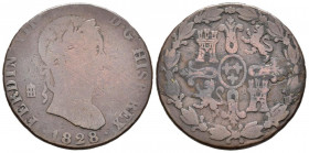 FERNANDO VII (1808-1833). 8 Maravedís (Ae. 8,96g/29mm). 1828. Segovia. (Cal-2019-231). RC. Fecha rara.