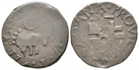 FERNANDO VII (1808-1833). 1/2 Real (Ae. 1,80g/22mm). 1817. Guayana. (Cal-2019-348). BC+. Acuñación defectuosa.