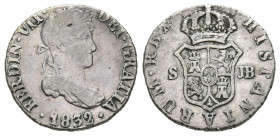 FERNANDO VII (1808-1833). 1/2 Real. (Ar. 1,41g/14mm). 1832. Sevilla JB. (Cal-2019-466). MBC-.